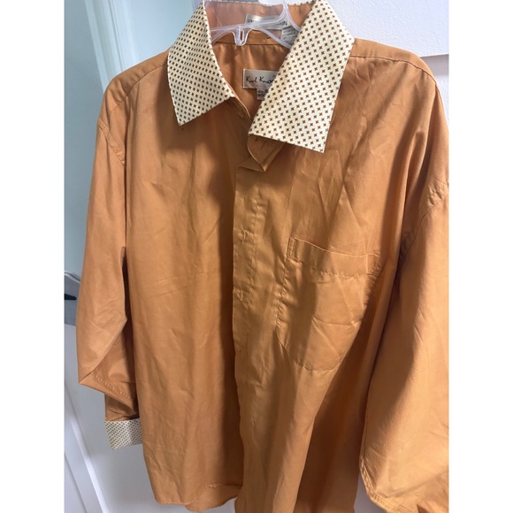 Karl Knox Other - Karl Knox Mens Burnt Orange Dress Shirt Contrast Pattern Collar Cuff 18.5 34/35